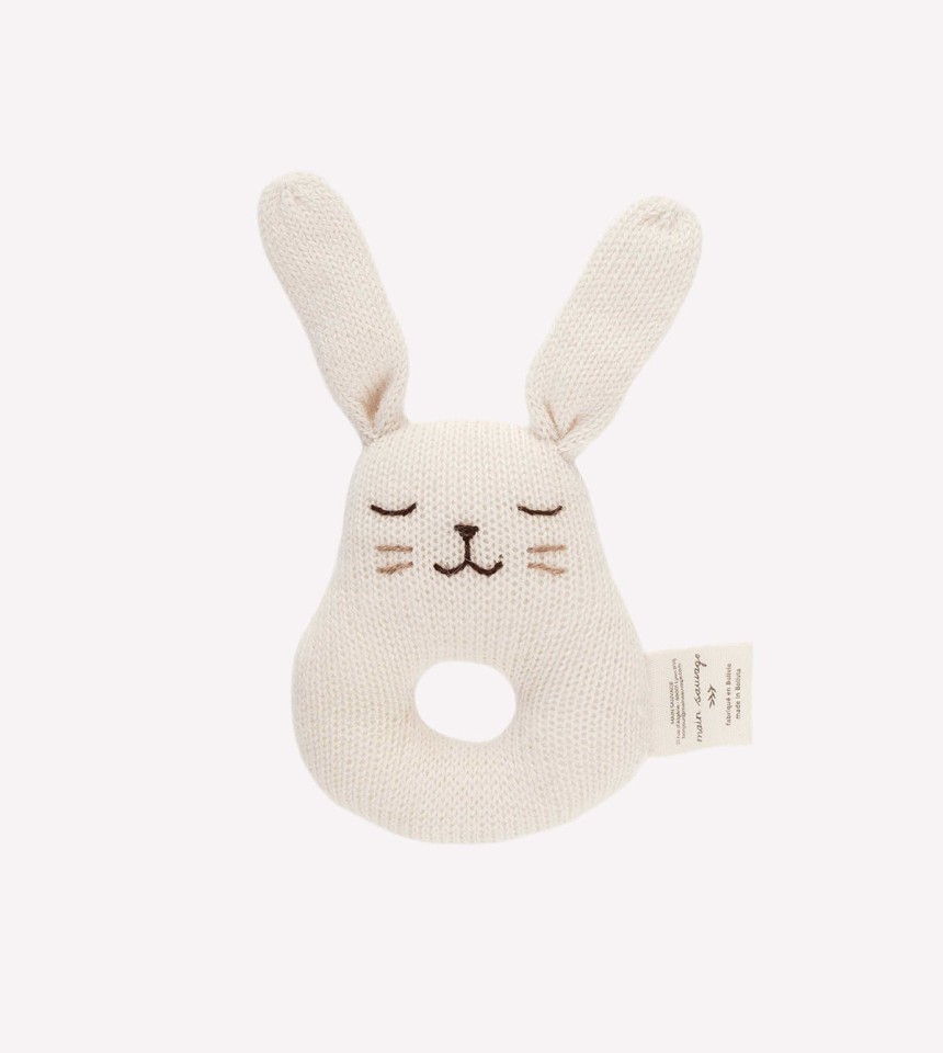 Bunny rattle | ecru