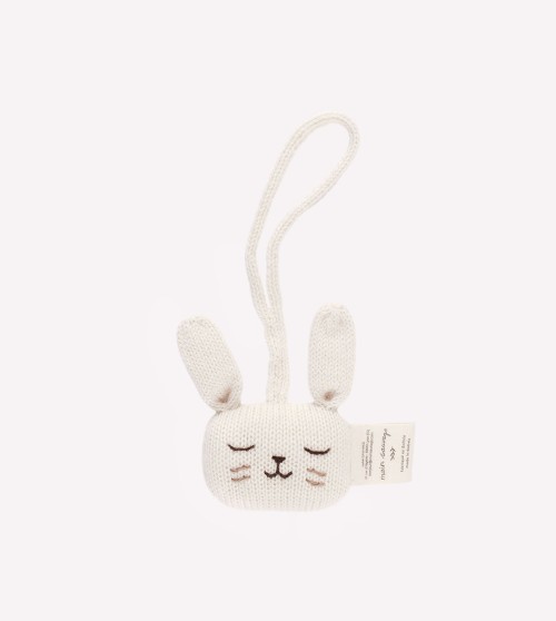 Main Sauvage Bunny Hanging Rattle/Paci Holder - Ecru Main Sauvage Bunny Hanging Rattle/Paci Holder - Ecru