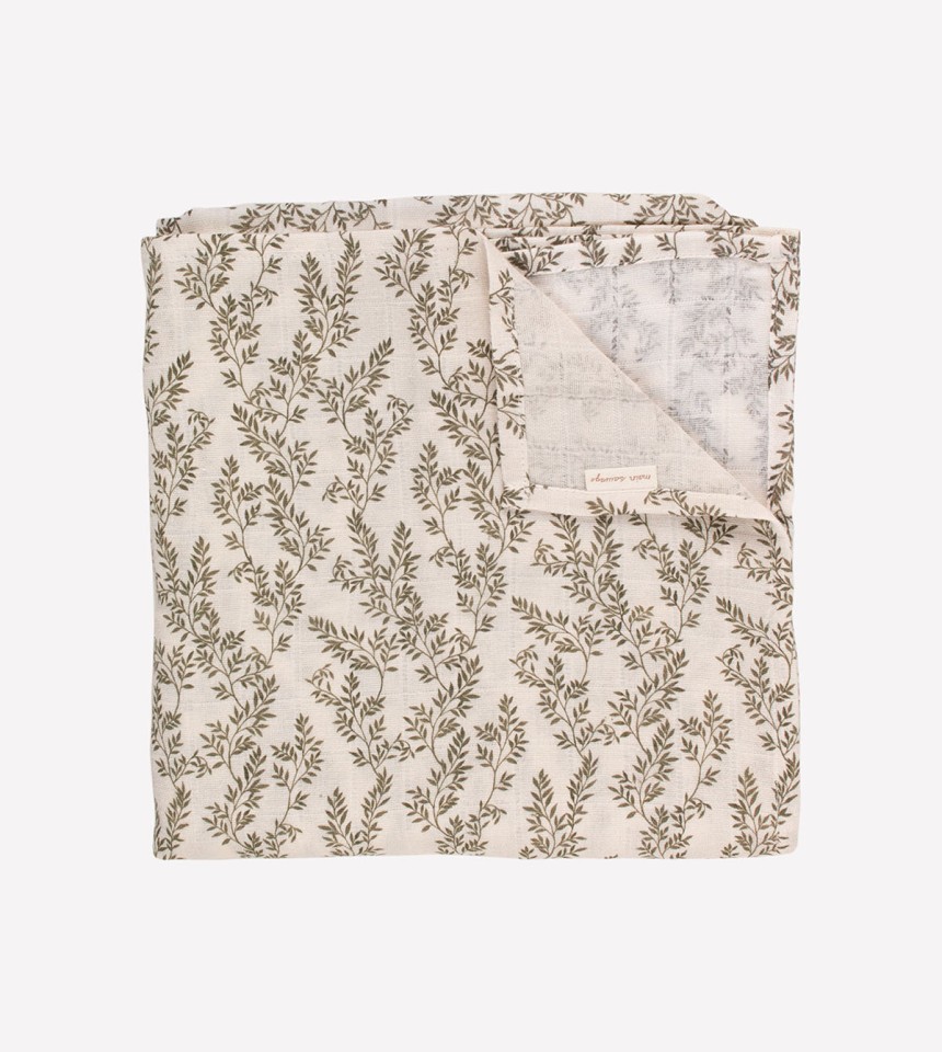 Muslin swaddle blanket | bay leaves