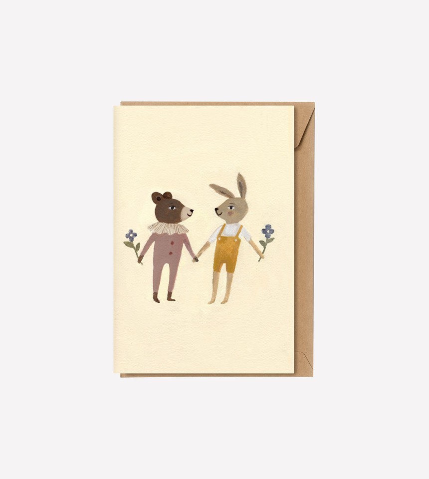 Folded A5 card | teddy and bunny