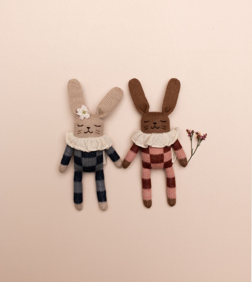 Bunny knit toy | sienna check pyjamas