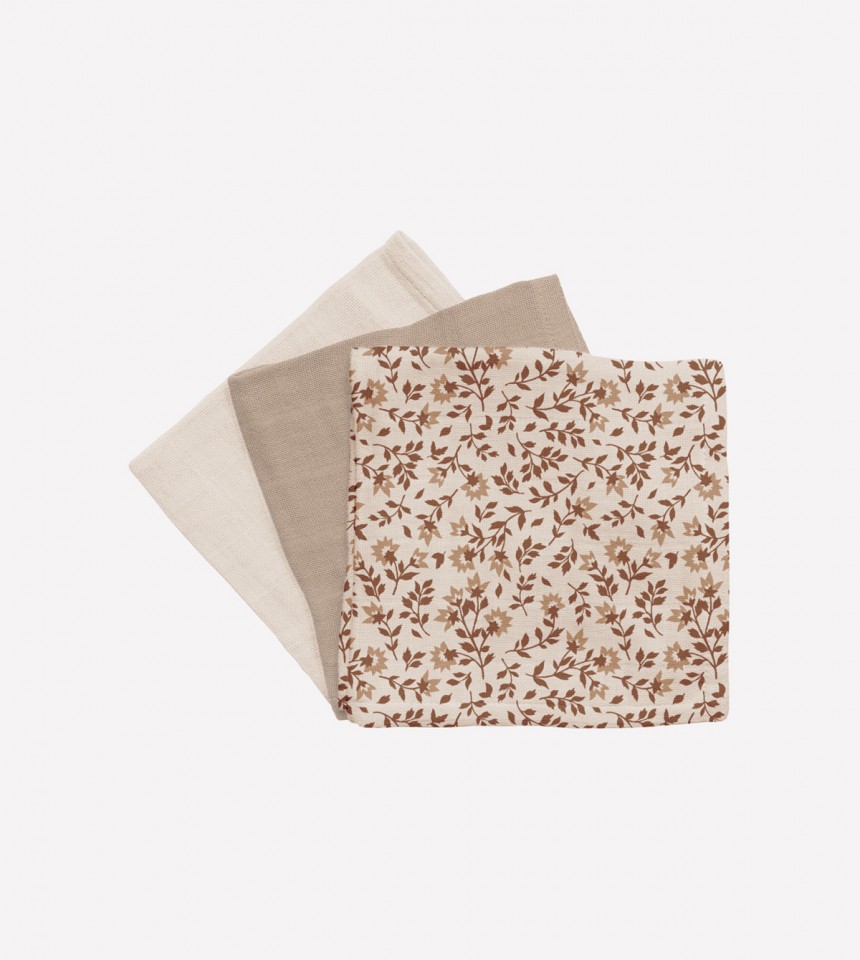 3 pack muslin wipes | hibiscus